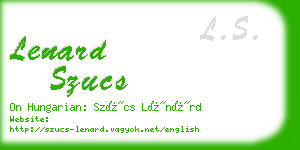 lenard szucs business card