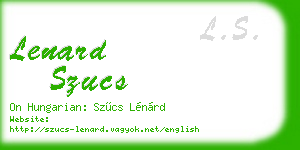 lenard szucs business card
